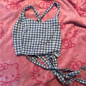 Blue Gingham Women's Top